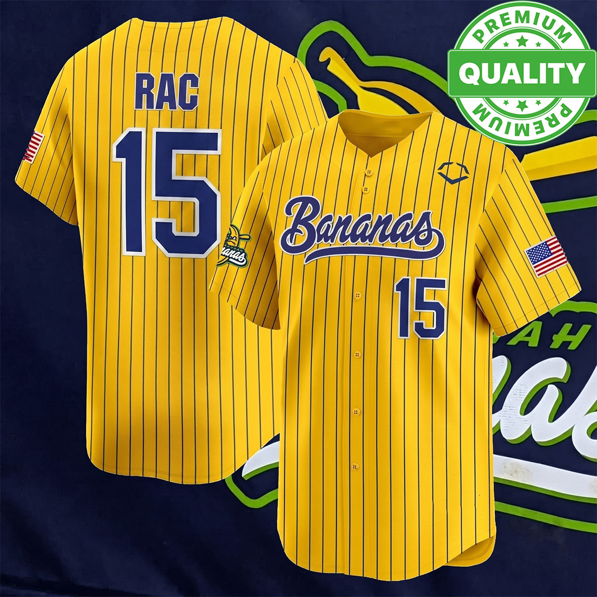 #15 RAC Savannah Bananas Baseball Jersey 3D AOP full size