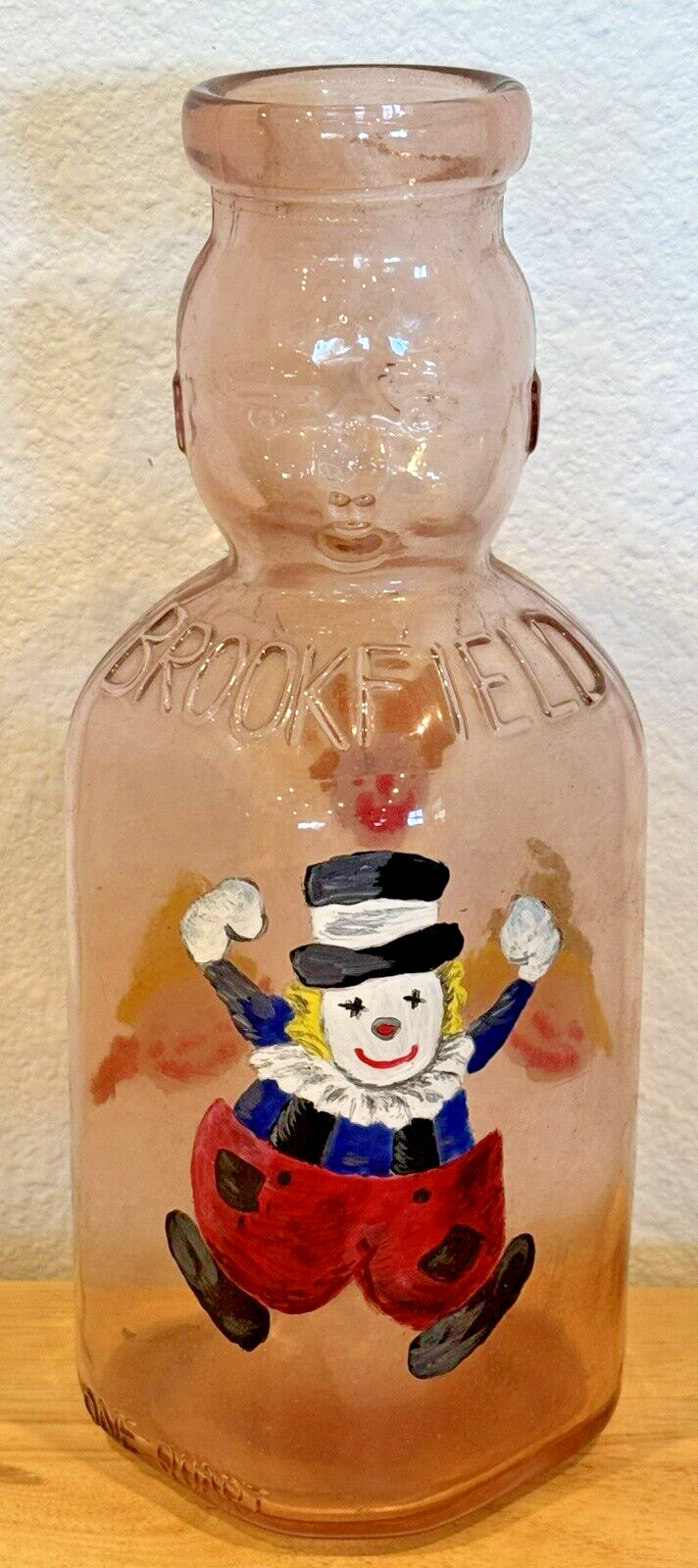 VINTAGE BROOKFIELD BABY TOP HAND PAINTED CLOWNS QUART DOUBLE SIDED FACE BOTTLE VINTAGE BROOKFIELD BABY TOP HAND PAINTED CLOWNS QUART DOUBLE SIDED FACE BOTTLE