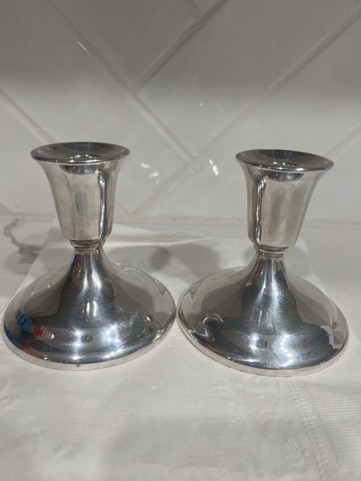Pair Of International Silver Co Candlestick Holders Silver Plated Weighted