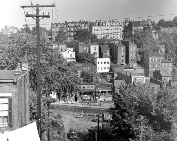View of houses grouped together a Cincinnati hillside OH mid twent- Old Photo