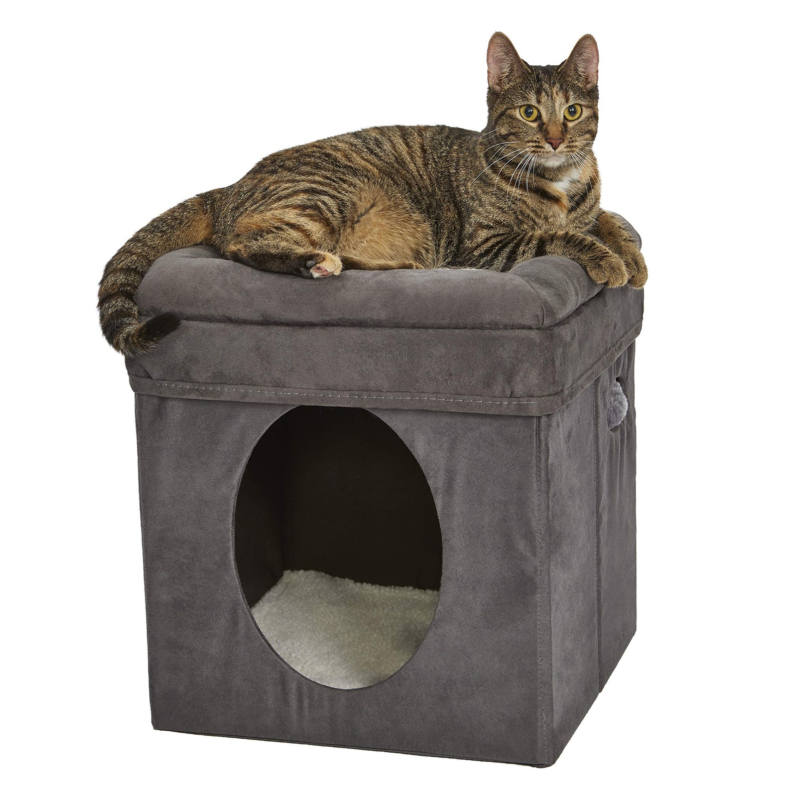 MidWest Homes for Pets Cat Cube B137-GY 15.5x15.5x16.6 in Foldable Hideout Gray MidWest Homes for Pets Cat Cube B137-GY 15.5x15.5x16.6 in Foldable Hideout Gray