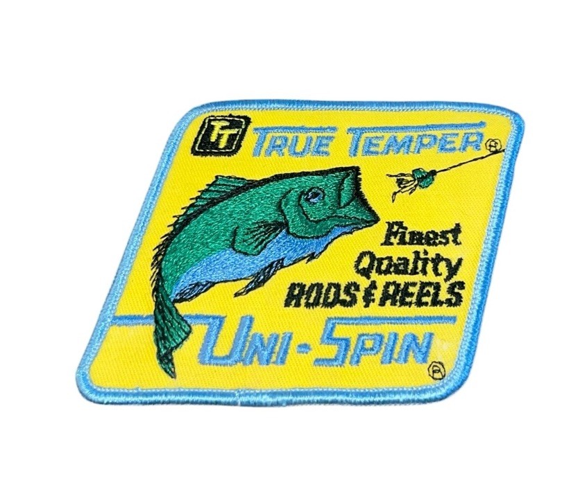 VTG 70s 80s True Temper Uni-Spin Finest Quality Rods & Reels Sew on Patch 4” NEW