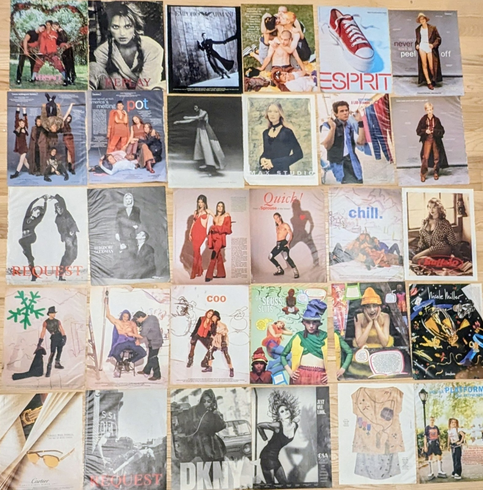 30+ Lot Early 1990s Fashion Print Ads / Editorial Spreads 13.5