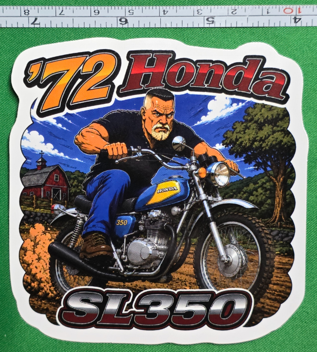1972 Honda SL350 9x9cm Durable Die-Cut Vinyl Sticker
