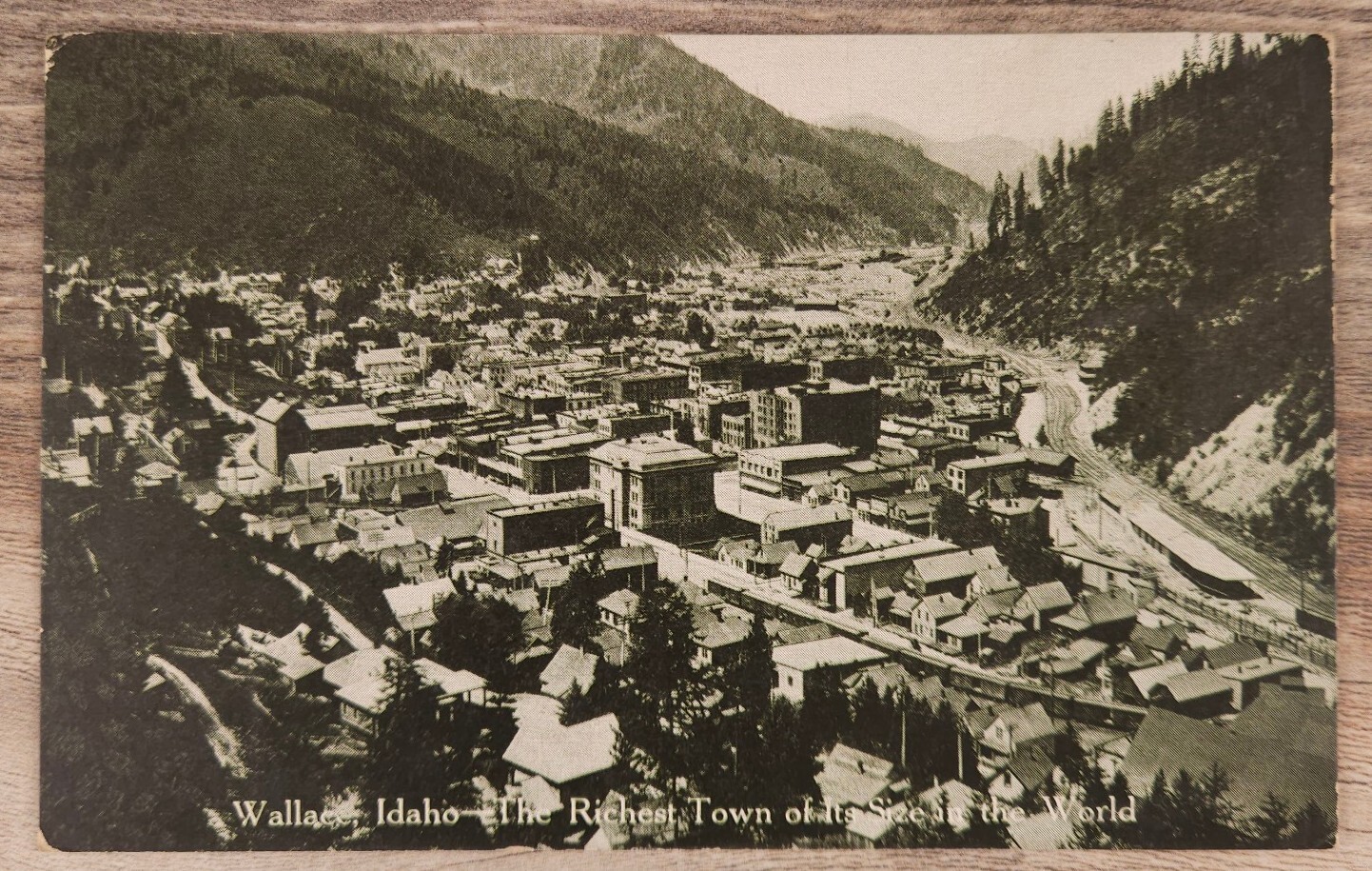 Wallace Idaho ID Mining Aerial view Rich Little Town Postcard Wallace Idaho ID Mining Aerial view Rich Little Town Postcard