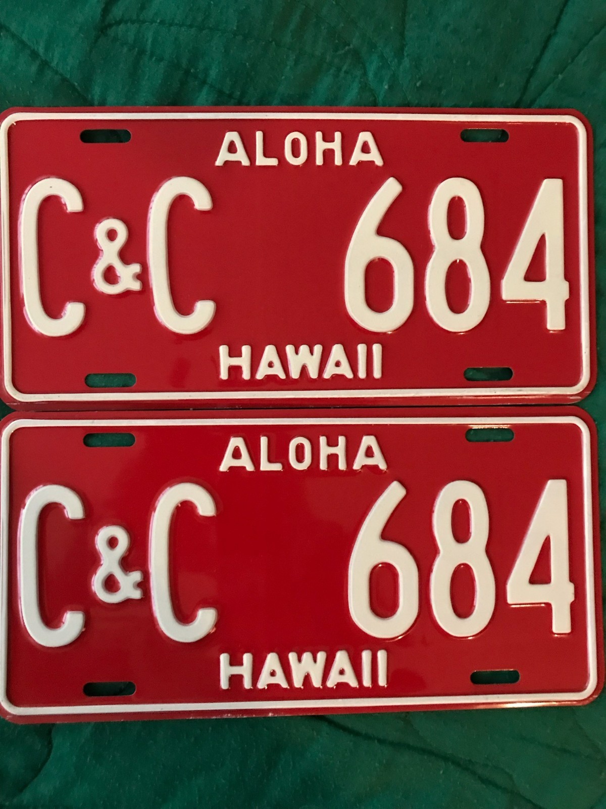 1957-1960 Pair of Ç&C Territory Of HAWAII License Plates 1957-1960 Pair of Ç&C Territory Of HAWAII License Plates