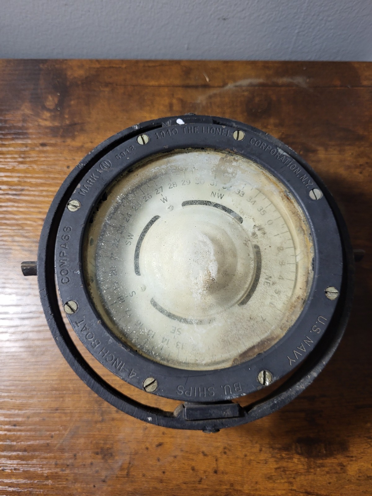 WWII WW2 Navy Military 1942 Lionel Corporation Mark 1 (N) US BU Ship Compass WWII WW2 Navy Military 1942 Lionel Corporation Mark 1 (N) US BU Ship Compass