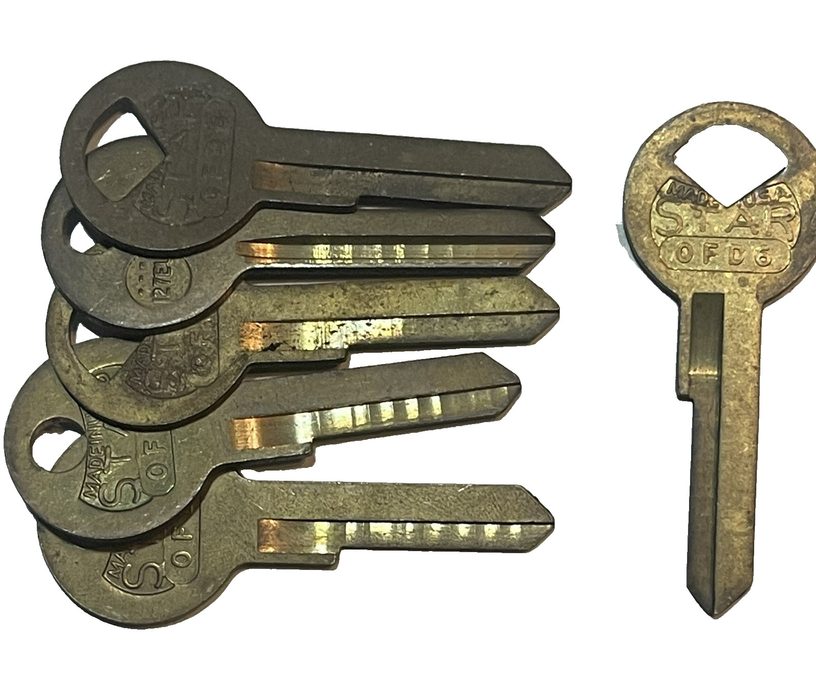6 STAR OFD6 Key Blanks NOS Brass Uncut USA Vintage FORD cars 1952-1964