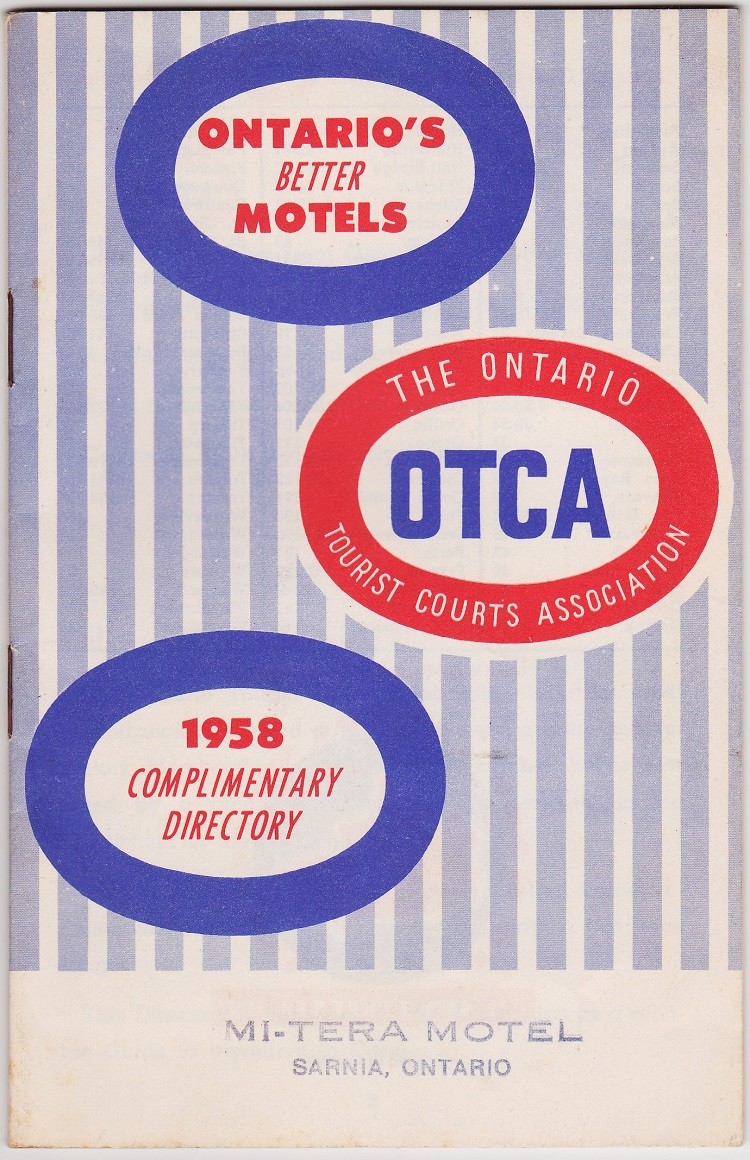 1958 Ontario Canada Motels Directory Brochure