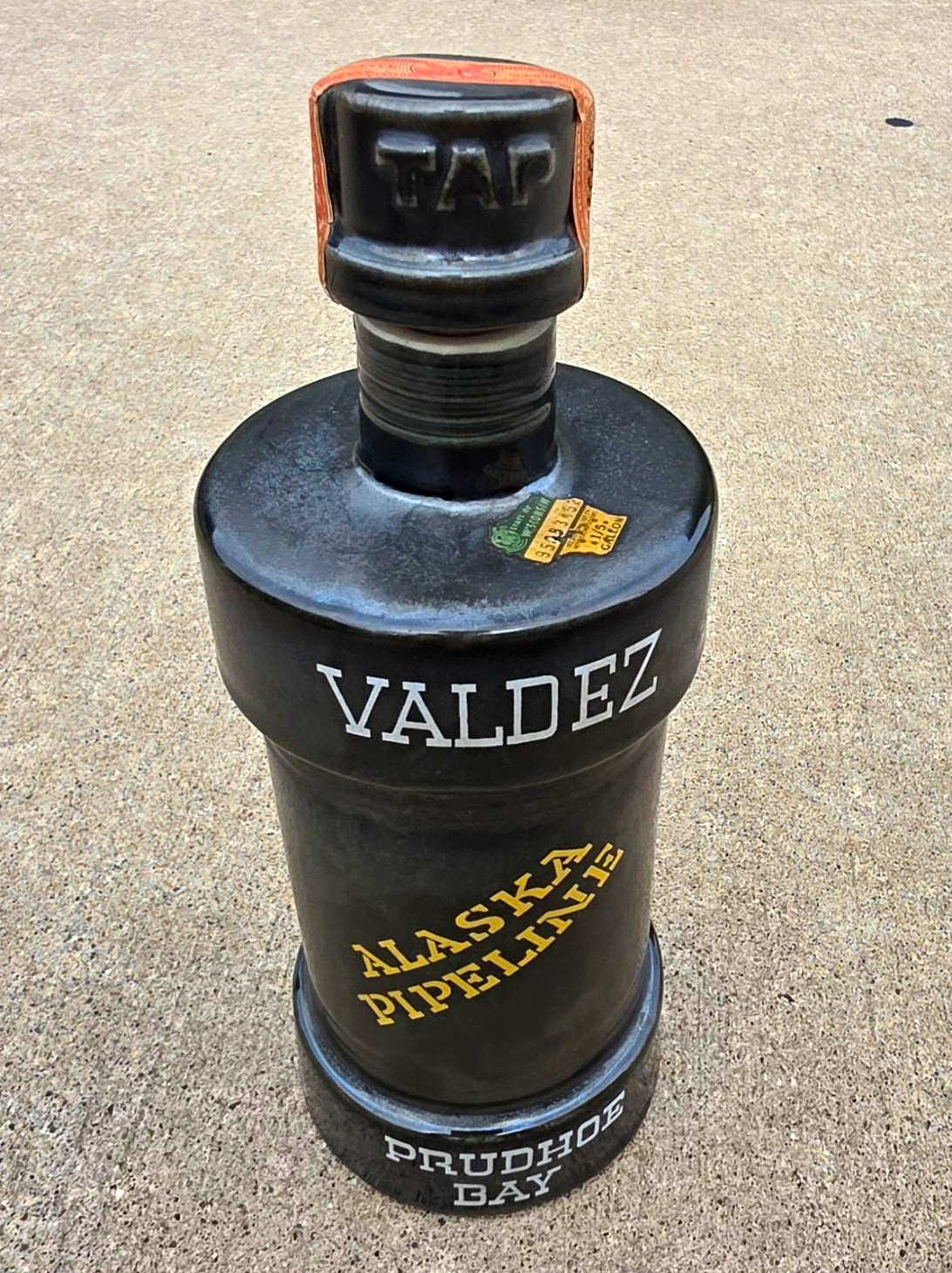 Vintage 1974 Clem Harvey Alaska Pipeline Valdez Prudhoe Bay Decanter w/ Stopper