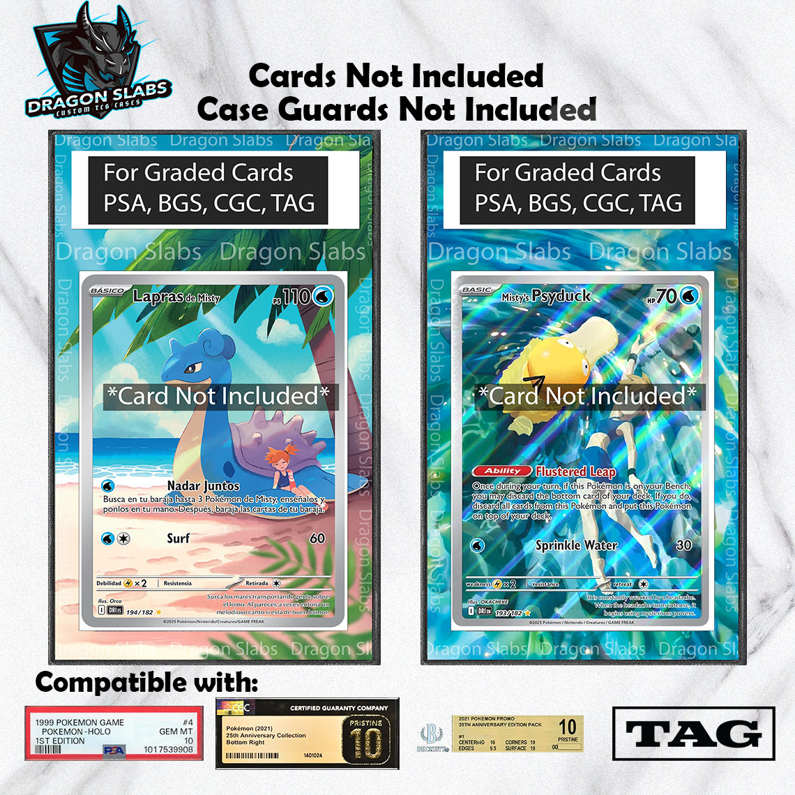 x2 Misty\'s Psyduck & Lapras 193 194 PSA BGS CGC TAG Extended Art Pokemon