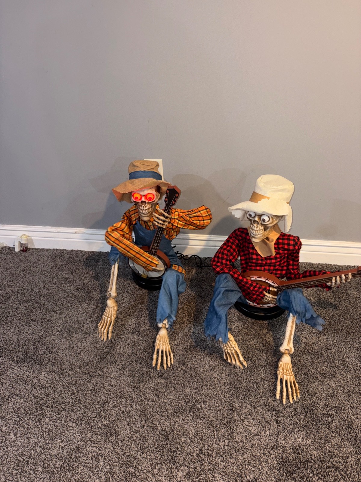 Animated Music Dueling Banjo Skeletons Halloween Tested Works Great W/  Box
