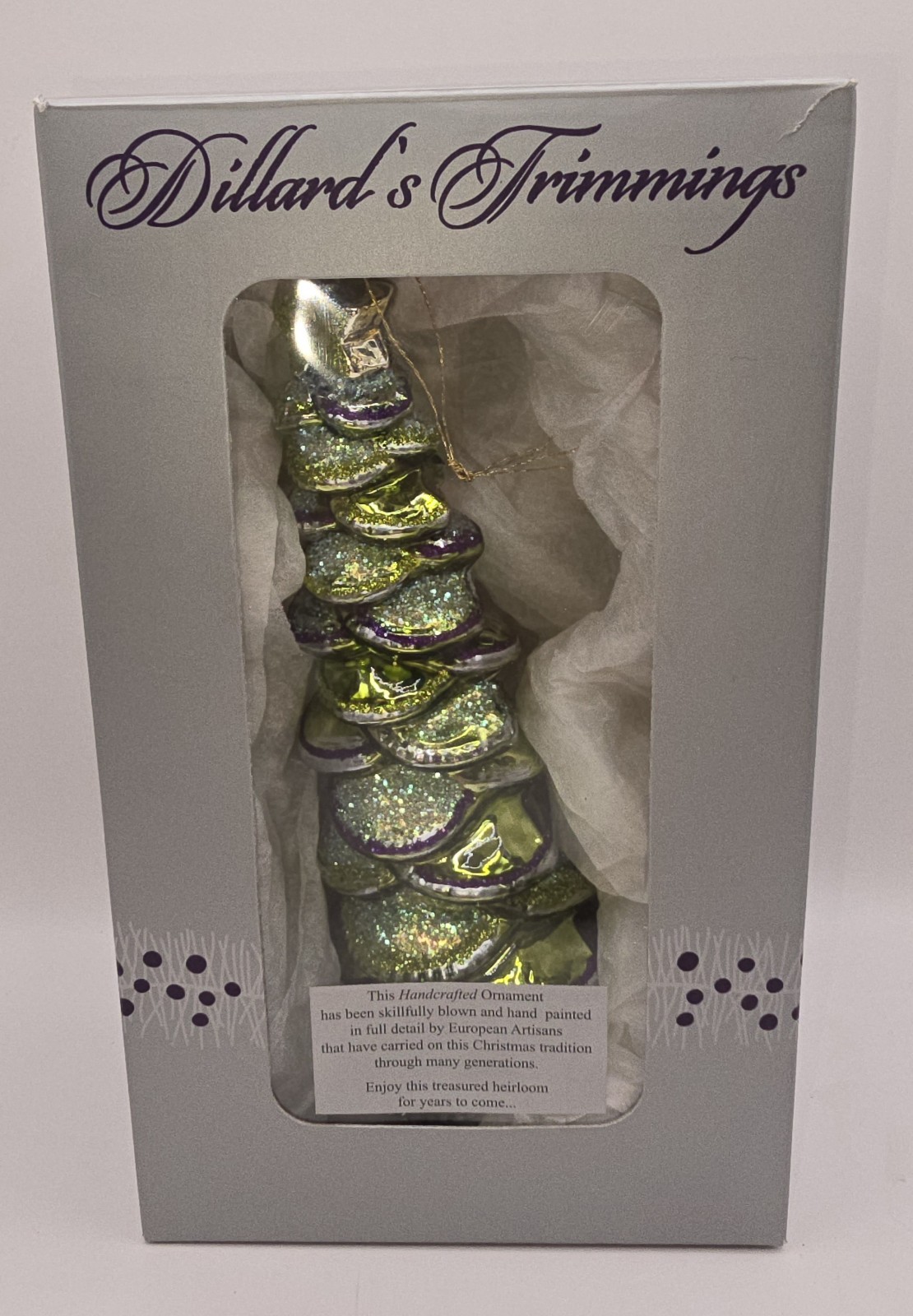 Dillards Trimmings Hand Blown and Painted Christmas Tree Ornament