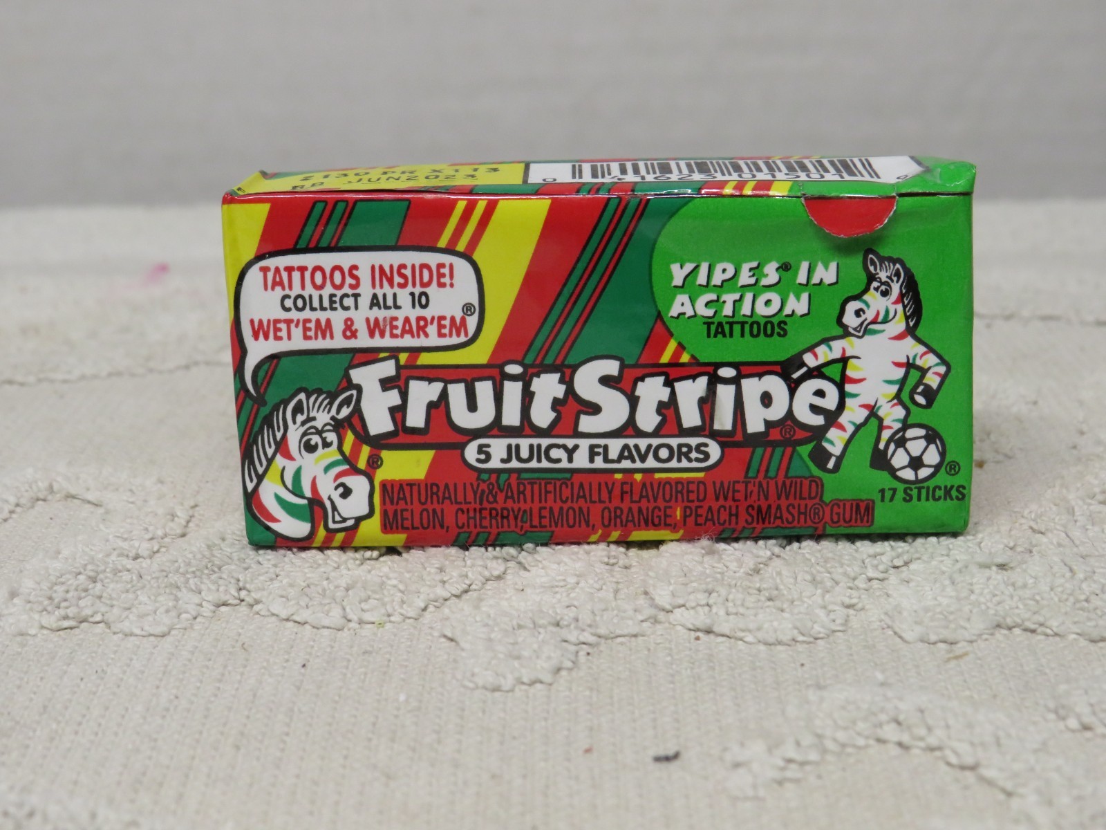 NEW Discontinued & Sealed Fruit Stripe Chewing Gum 17 Stick Pack & Yipes Tattoos NEW Discontinued & Sealed Fruit Stripe Chewing Gum 17 Stick Pack & Yipes Tattoos