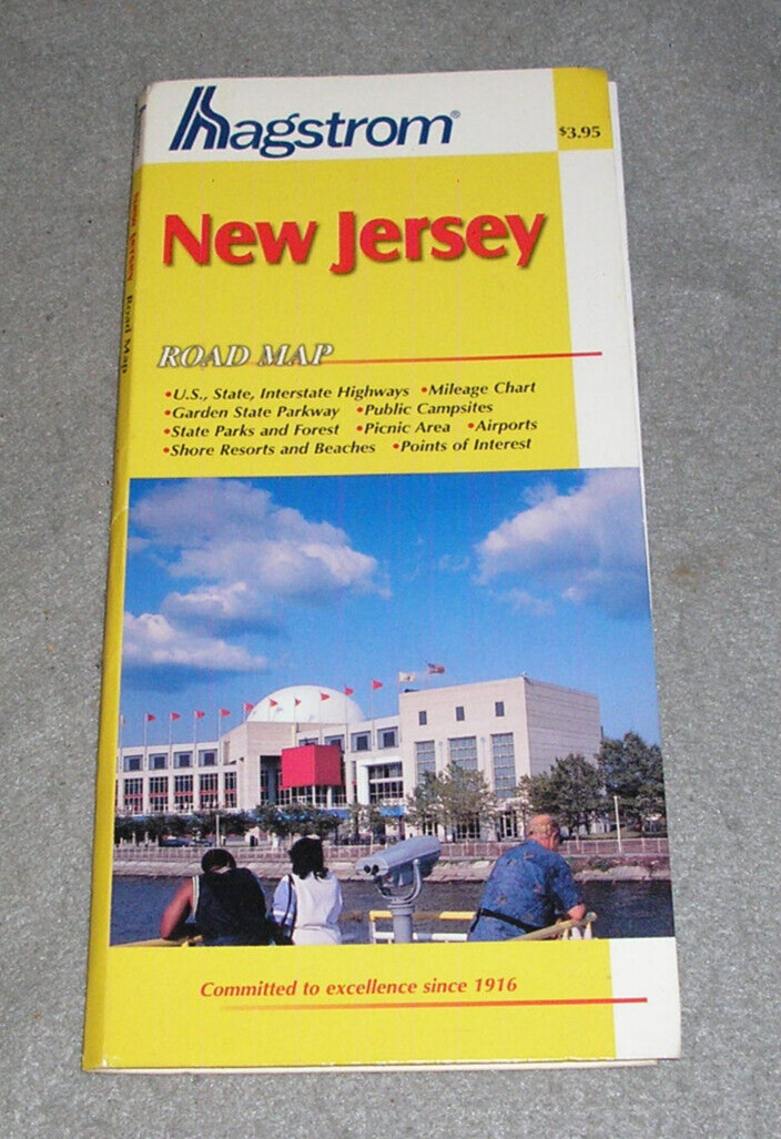 Hagstrom NJ  New Jersey Map Roads Interstate Highways Large Color Foldout 2002