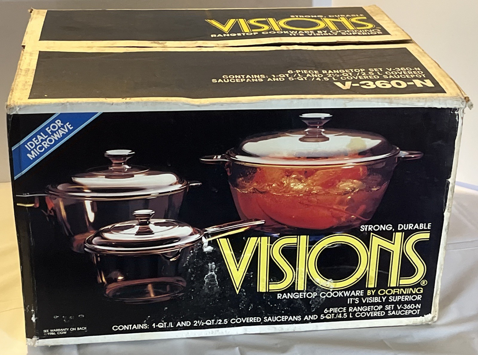 1986 Vintage Visions by Corning 6-Piece Rangetop Set V-360-N (New Open Box)