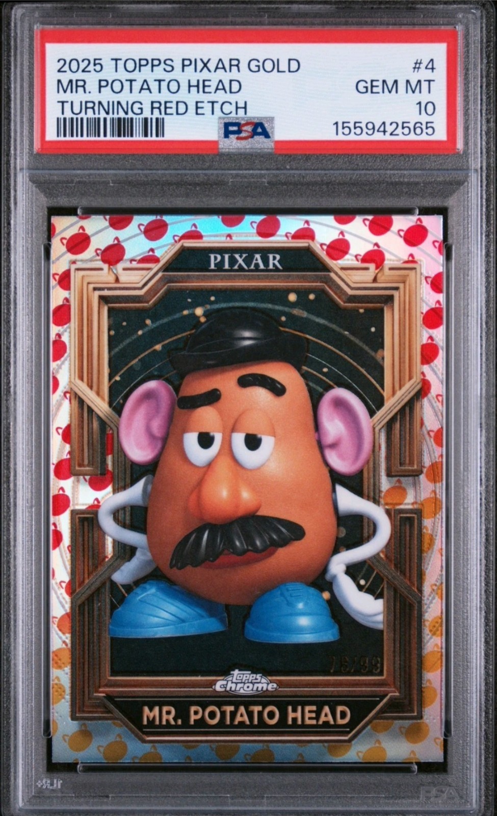 2025 MR. POTATO HEAD PSA 10 DISNEY TOPPS PIXAR GOLD TURNING RED ETCH HEAD #d /99 2025 MR. POTATO HEAD PSA 10 DISNEY TOPPS PIXAR GOLD TURNING RED ETCH HEAD #d /99