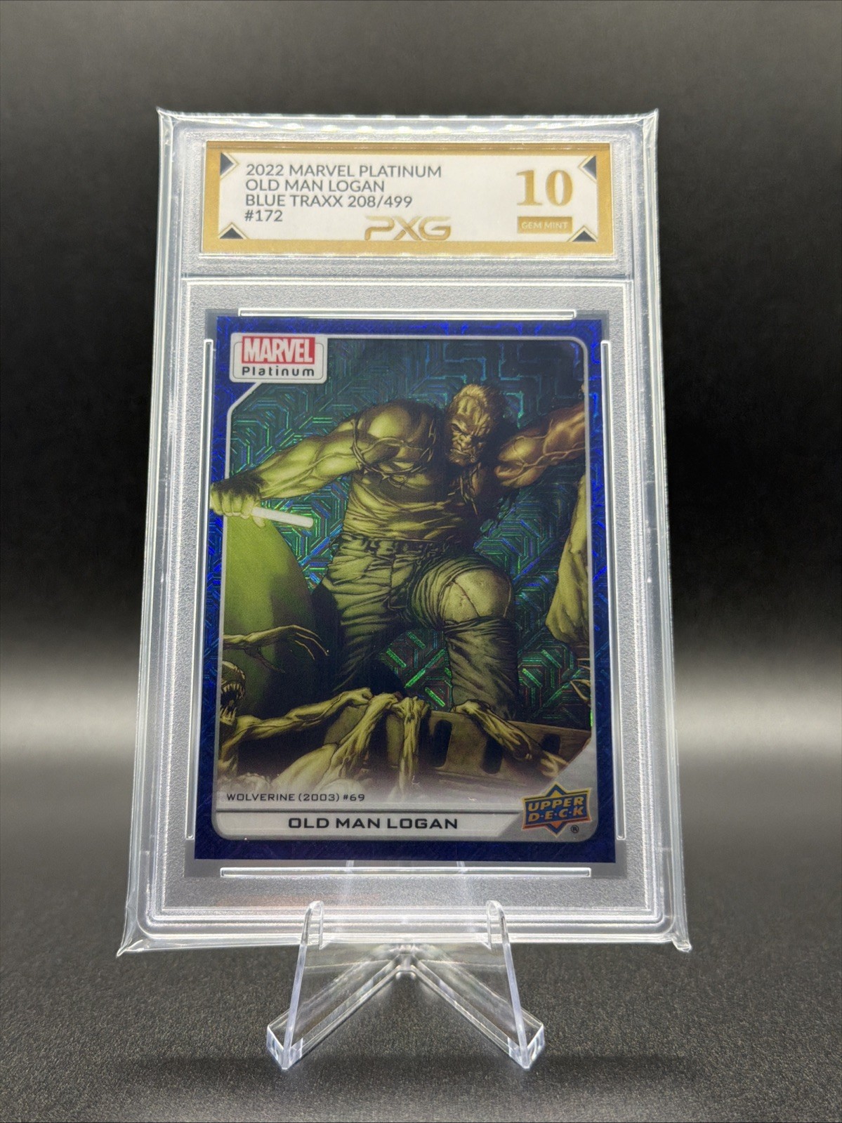 2022 Marvel Platinum OLD MAN LOGAN Blue Traxx /499 #172 PXG 10 - stack with PSA 2022 Marvel Platinum OLD MAN LOGAN Blue Traxx /499 #172 PXG 10 - stack with PSA