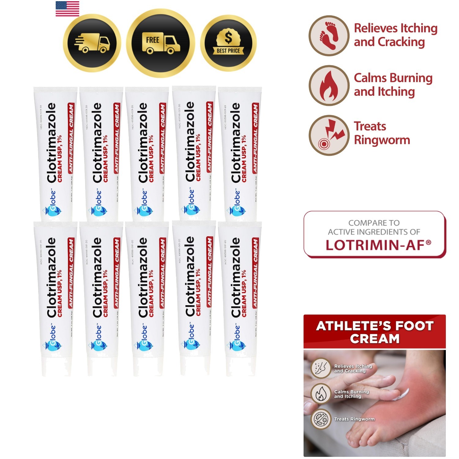 Clotrimazole Antifungal Cream 1% USP, 1 oz 10 Pack, Anti Fungal Treatment, Re... Clotrimazole Antifungal Cream 1% USP, 1 oz 10 Pack, Anti Fungal Treatment, Re...