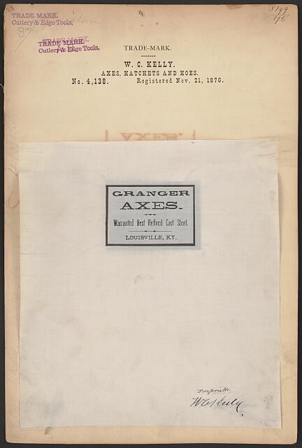 Photo:Louisville KY 1870s Granger Axes W. C. Kelly Trade Mark Letterhead
