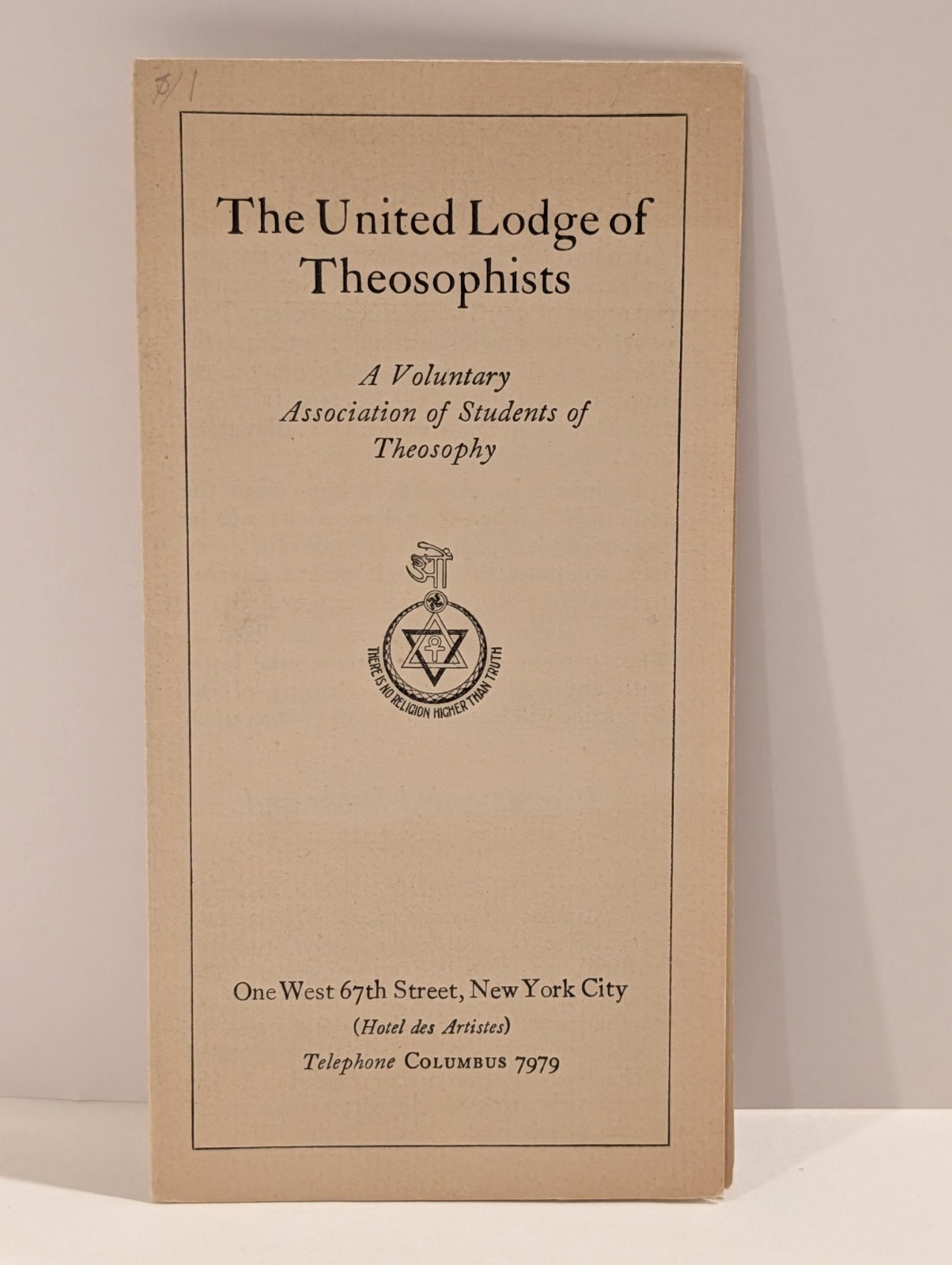 1922 United Lodge of Theosophists NYC Prospectus Pamphlet H.P. Blavatsky Occult