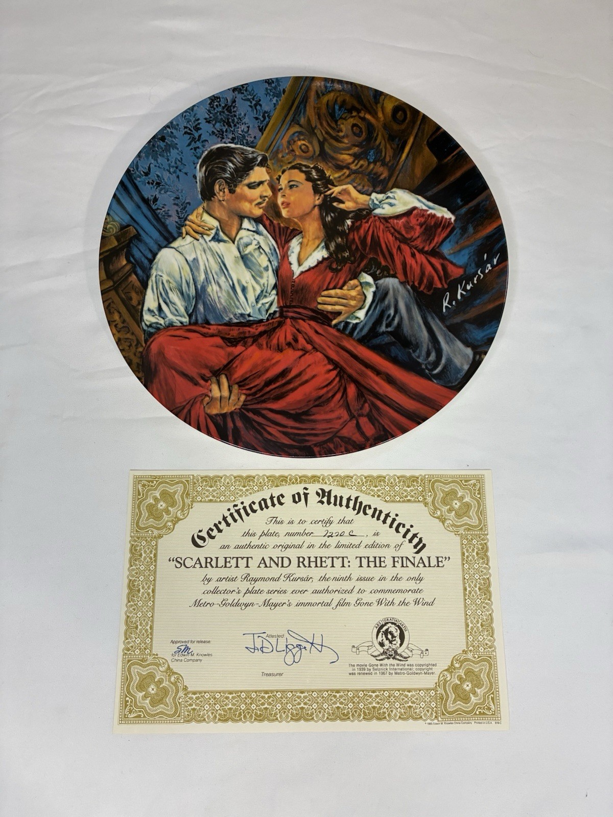 1986 Knowles Gone With the Wind Scarlett Rhett Finale Plate COA Box 7270C