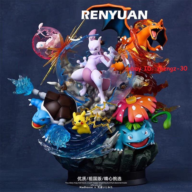H40CM MFC Mewtwo Greninja Evolutionary Group PVC Model GK Statue Collectibles