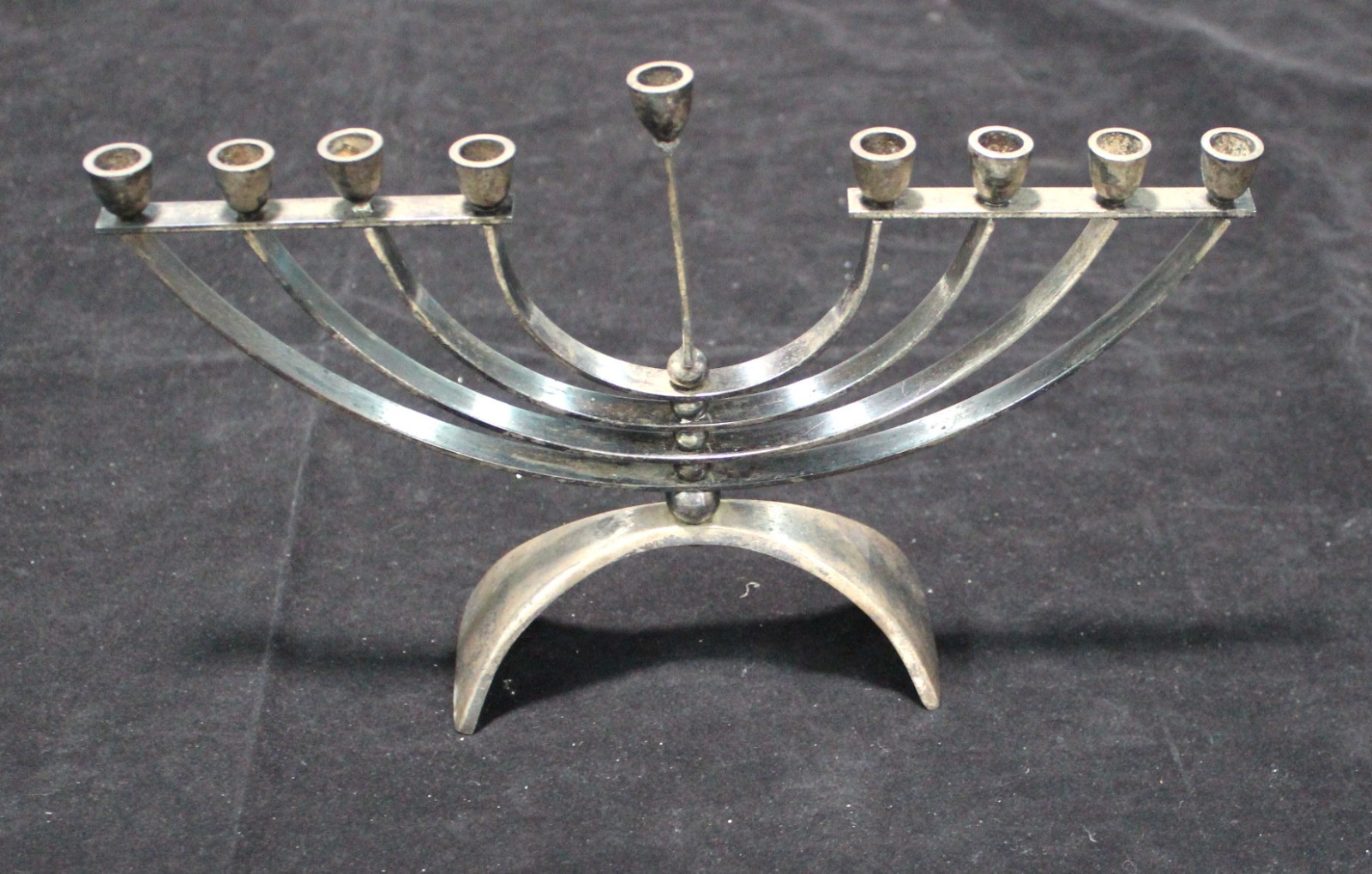 Vintage 8-Branch  Silver  Menorah, stamped Hand Made Israel 10x6