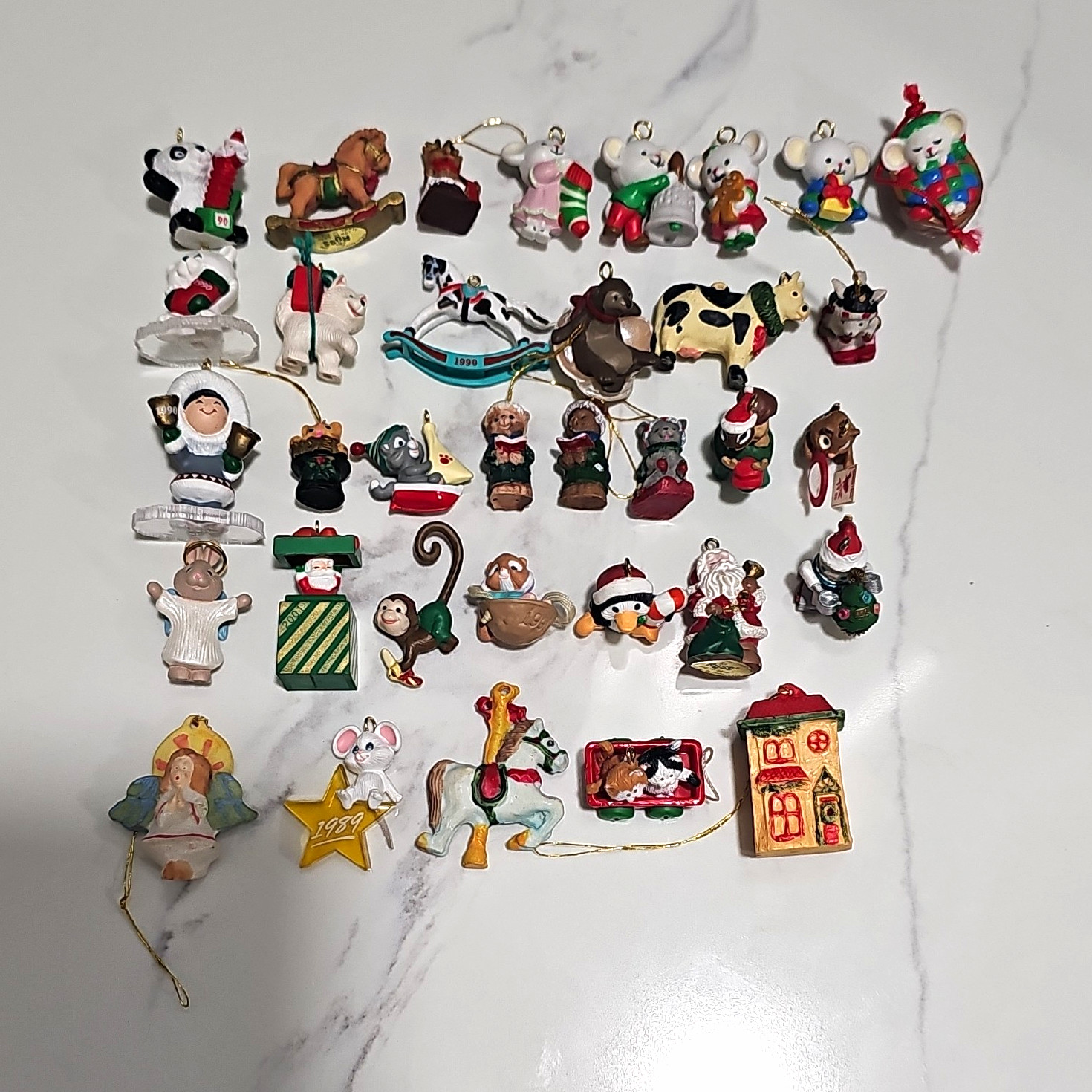 34pc Vintage Miniature Christmas Ornaments Lot Hallmark Merry Miniatures Plastic