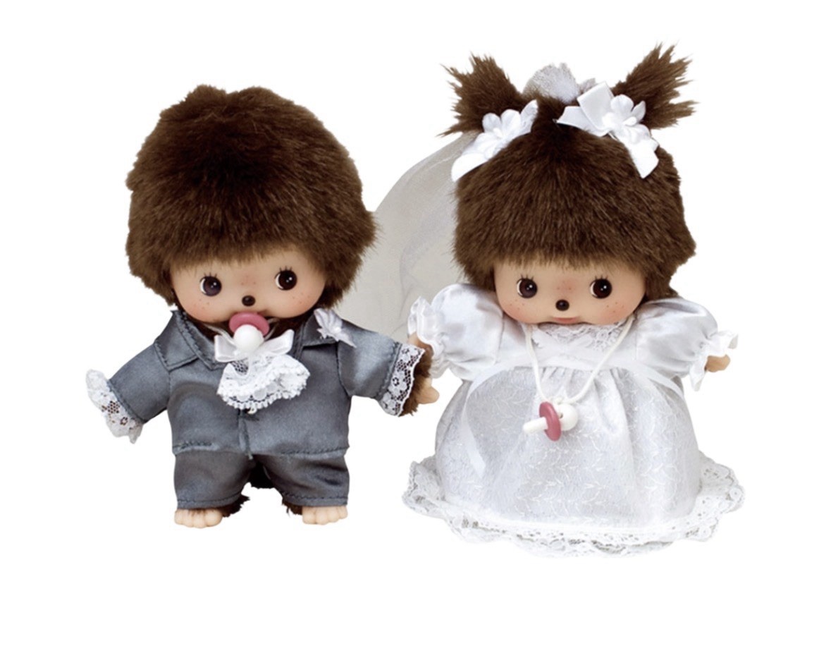 Monchhichi Bebichhichi Wedding Doll Set Bride & Groom 2PCS New Authentic