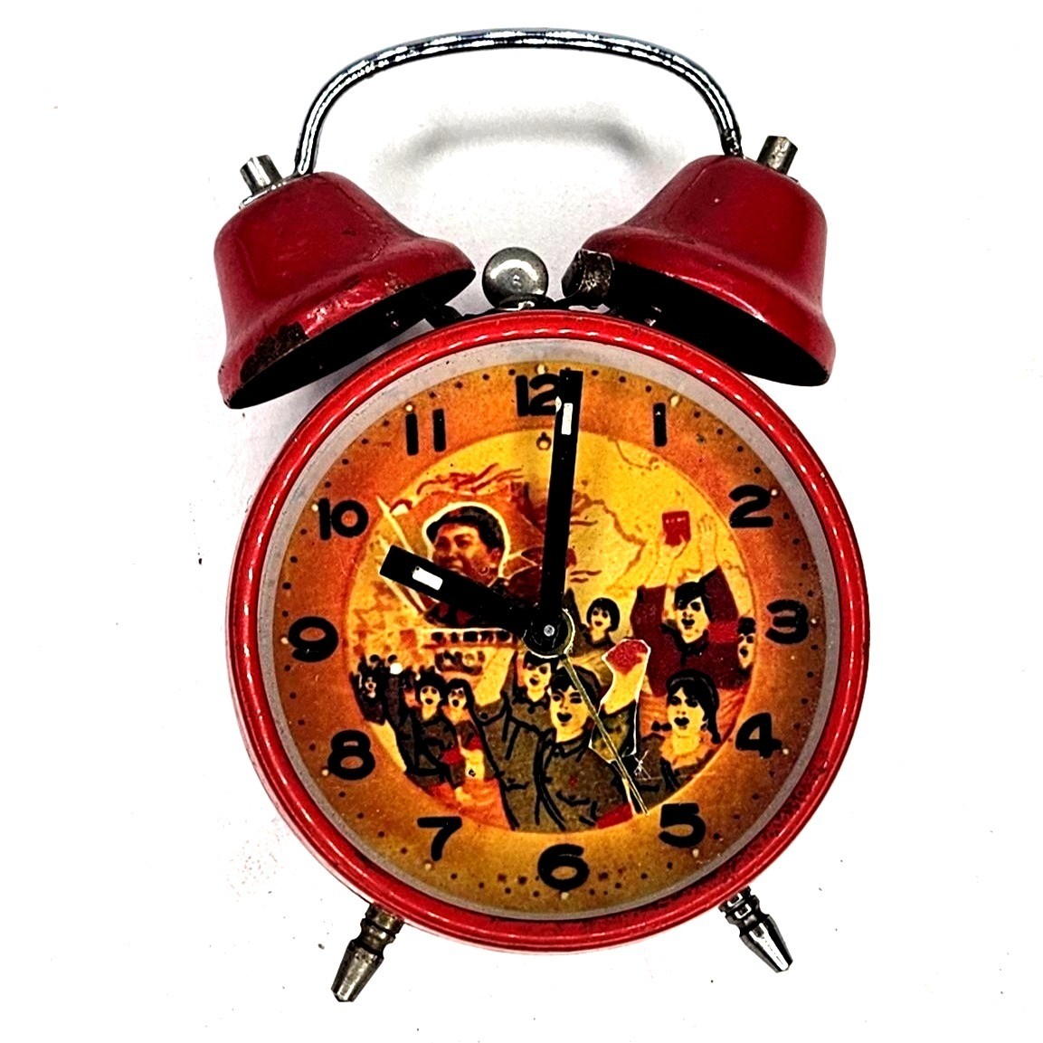 Vintage Chinese Wind-Up Alarm Clock Chairman Mao Zedong Waving Arm READ