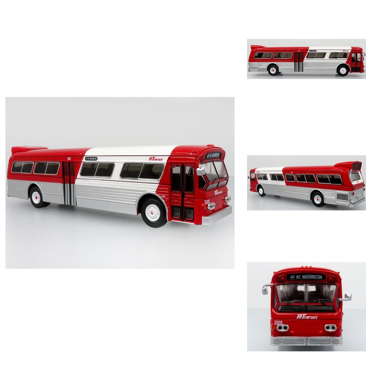 Iconic Replicas 87-0601 Pittsburgh Area Transit Red and White 1/87 HO Diecast Iconic Replicas 87-0601 Pittsburgh Area Transit Red and White 1/87 HO Diecast