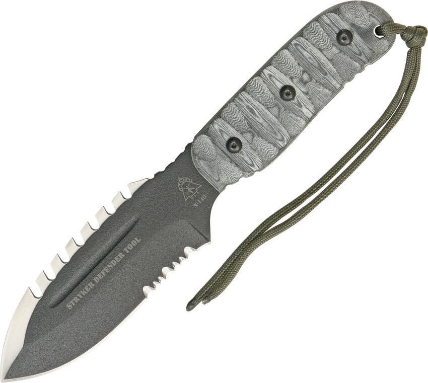 TOPS Stryker Defender Tool Fixed Blade Black Rocky Mountain Handle Knife DEFT01