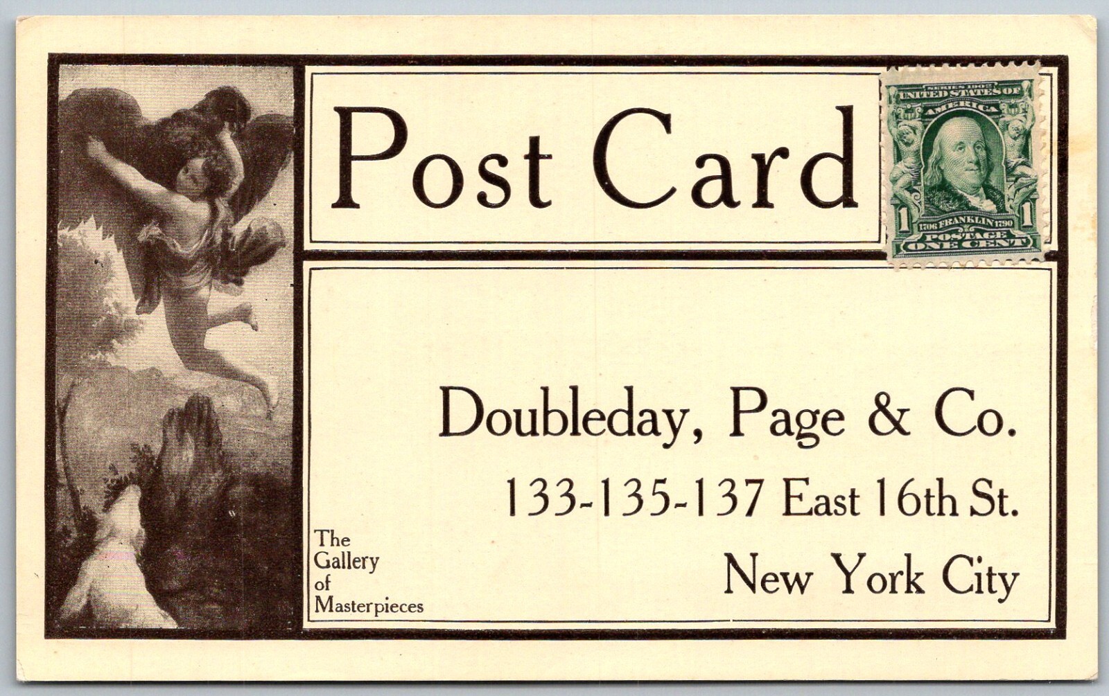 New York City New York c1908 Advertising Postcard Doubleday Page & Co Book