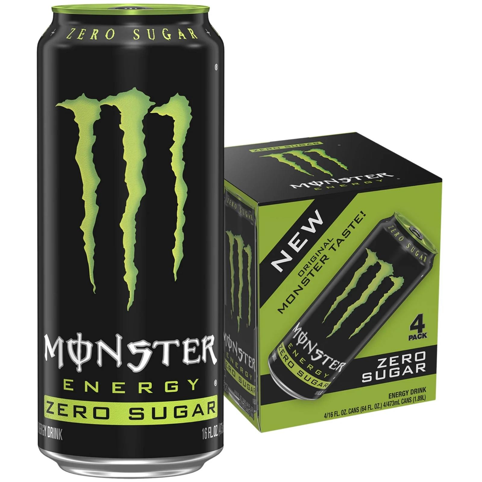 Monster Energy Zero Sugar, Sugar Free Energy Drink, 4 Pack - 16 Fl Oz Monster Energy Zero Sugar, Sugar Free Energy Drink, 4 Pack - 16 Fl Oz