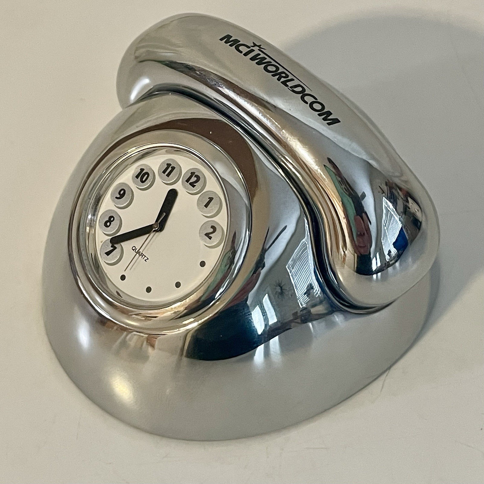 Mini Telephone Clock MCI WorldCom Vtg Advertising 3” Paperweight