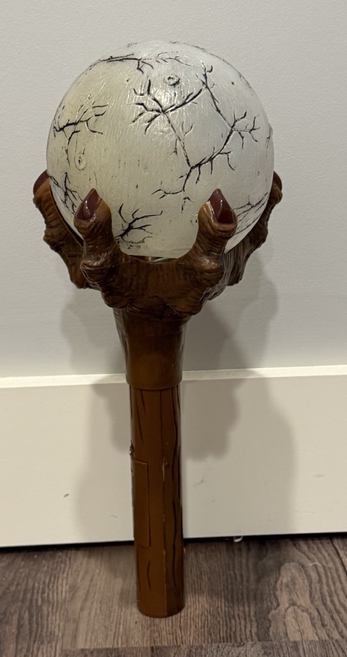 VINTAGE 1997 Halloween Wizard Staff Crystal Ball Paper Magic TESTED (No Staff)