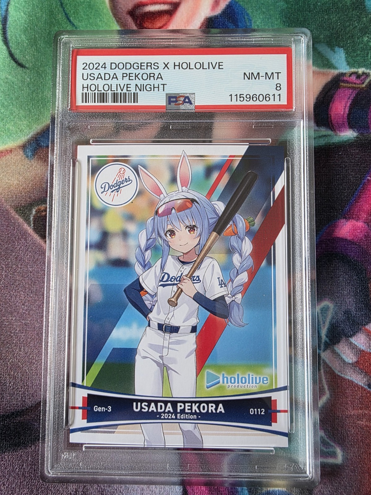 2024 LA Dodgers X Hololive Night Promo Usada Pekora Gen-3 0112 PSA 8 NM-MT