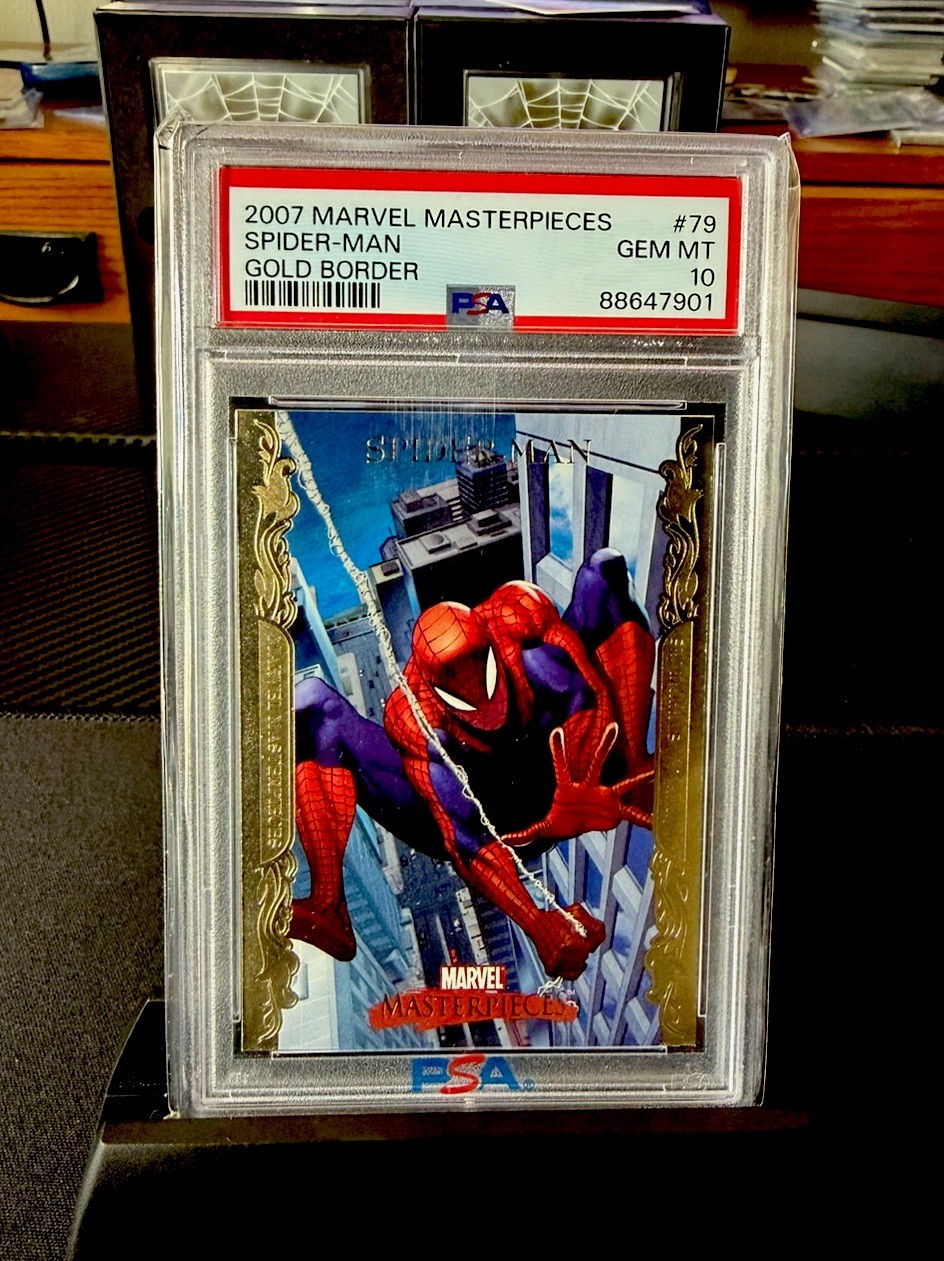 PSA 10 2007 MARVEL MASTERPIECES #79 SPIDER-MAN GOLD BORDER - Pop 2 