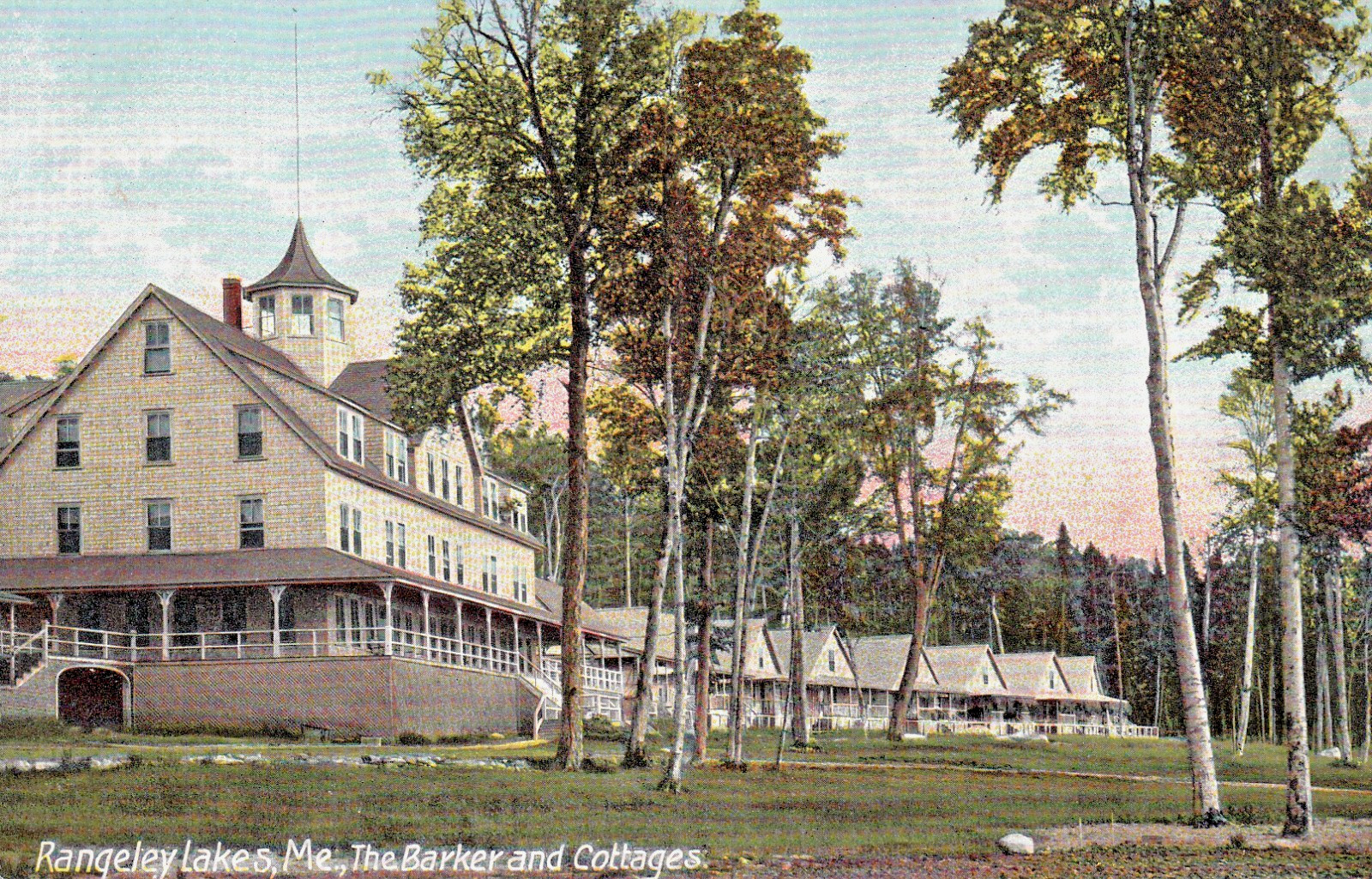 ME Rangeley Lakes The Barker Hotel Inn and Cottages c1908 Unused Postcard