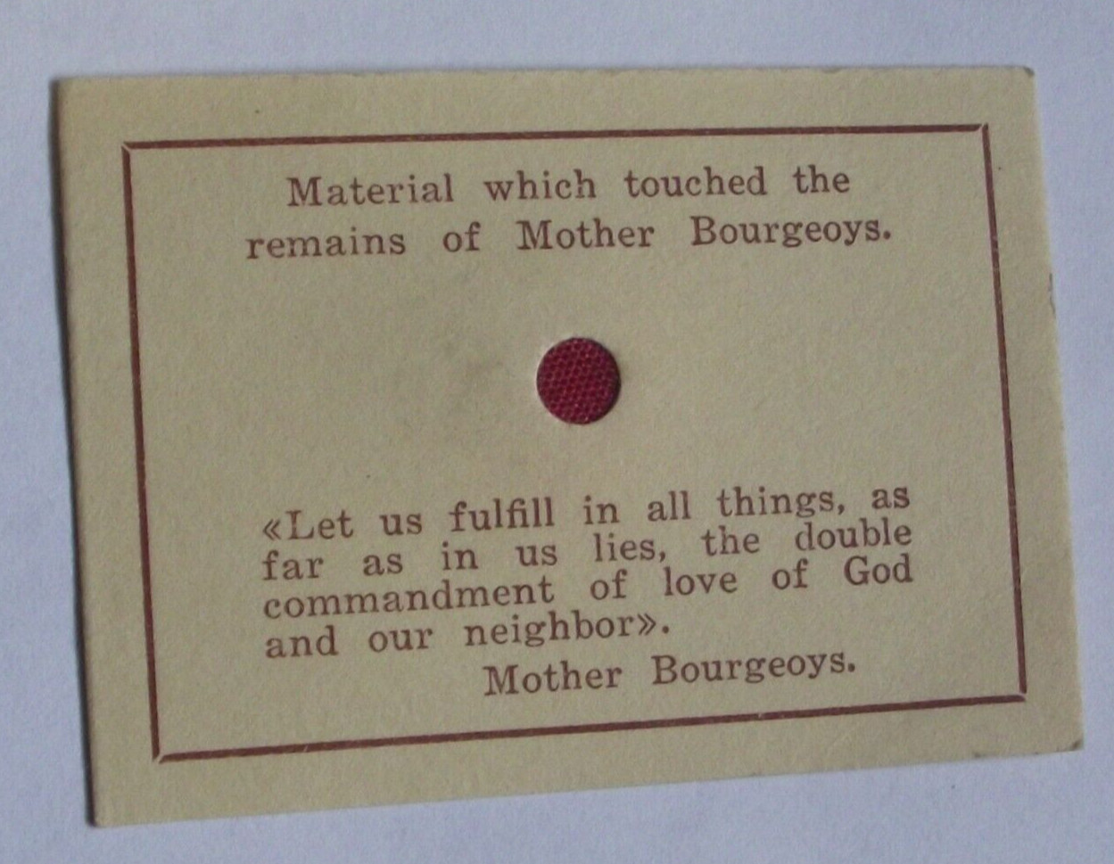 Vtg relic card touched remains St Saint Marguerite Bourgeoys Notre Dame Montreal