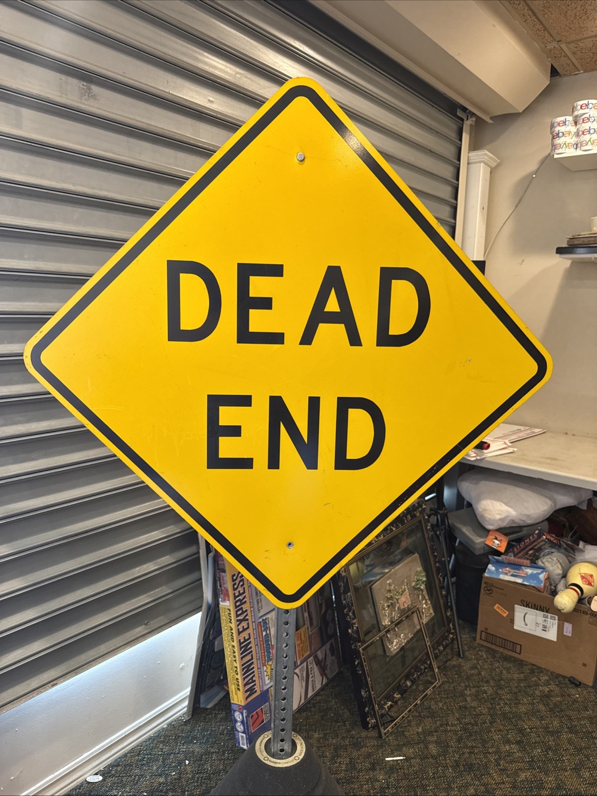 EXTRA LARGE 41”x41” vintage metal aluminum Real DOT retired DEAD END road sign