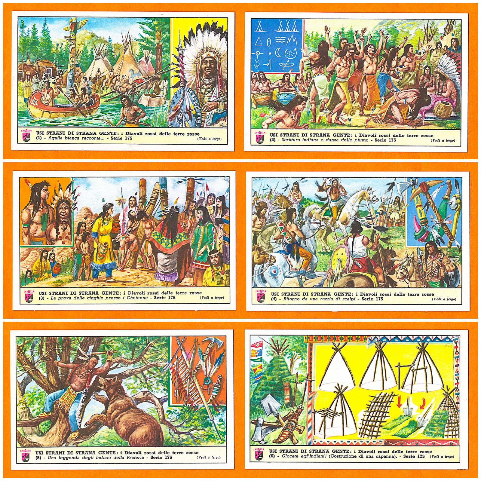 1949-69 Caffe LAVAZZA Torino - Lot of 6 Italian Trading Cards - Mint - RARE 1949-69 Caffe LAVAZZA Torino - Lot of 6 Italian Trading Cards - Mint - RARE