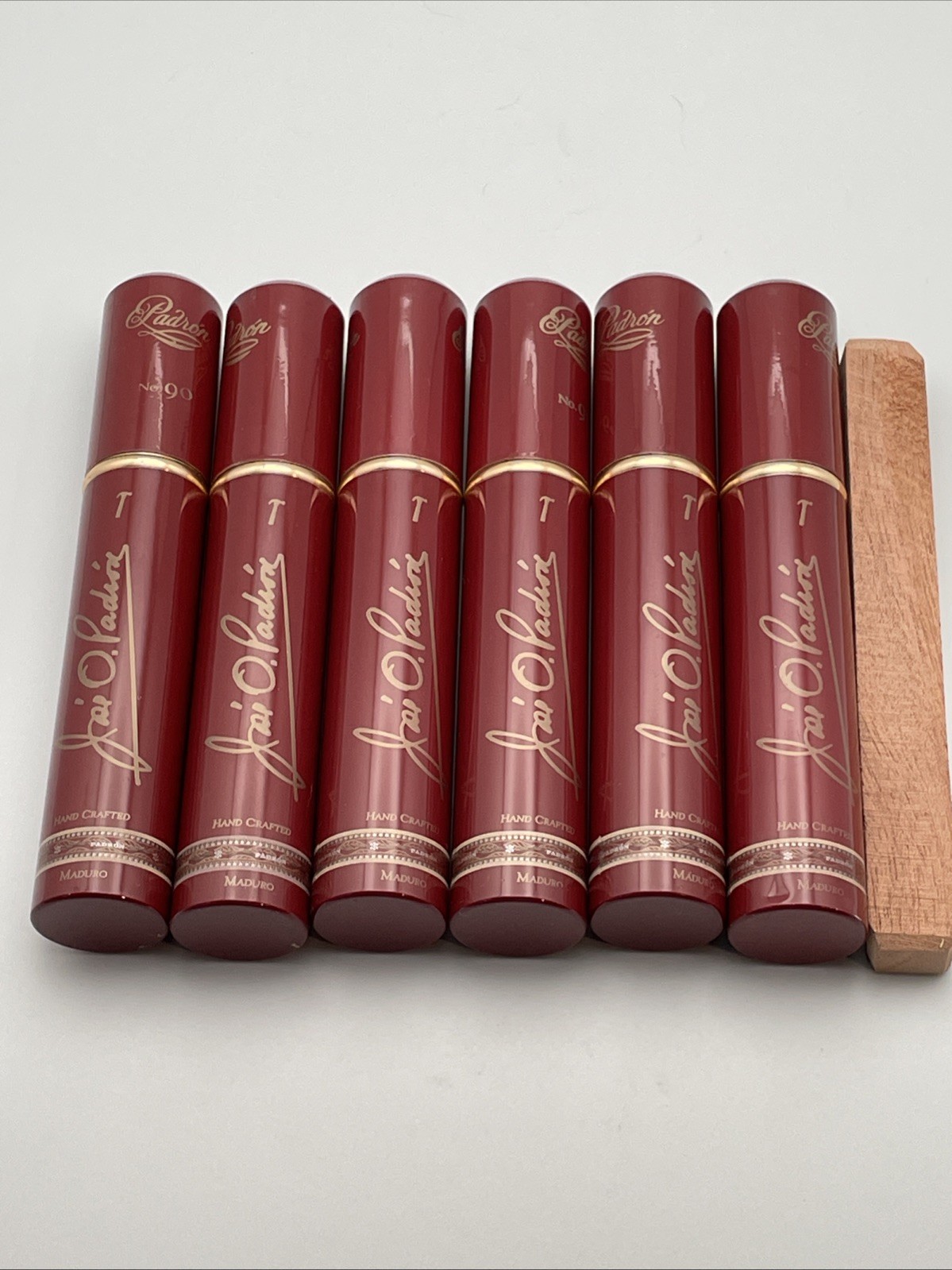6 Padron 1926 Cigar Tubes No. 90 Tubos Maduro Aluminum  (Empty - No Cigars)
