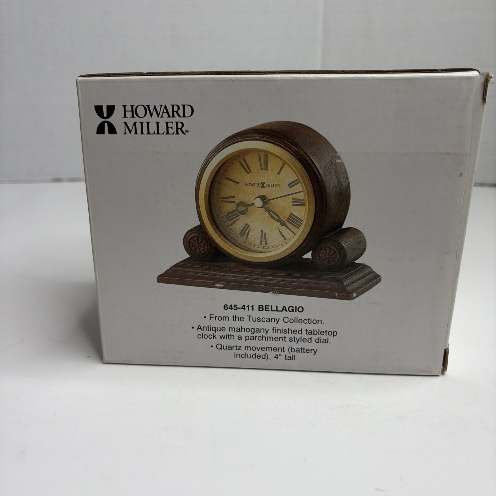 Vintage Howard Miller Bellagio Clock Model 645-411 NOS Mahogany Tabletop 4” Tall Vintage Howard Miller Bellagio Clock Model 645-411 NOS Mahogany Tabletop 4” Tall