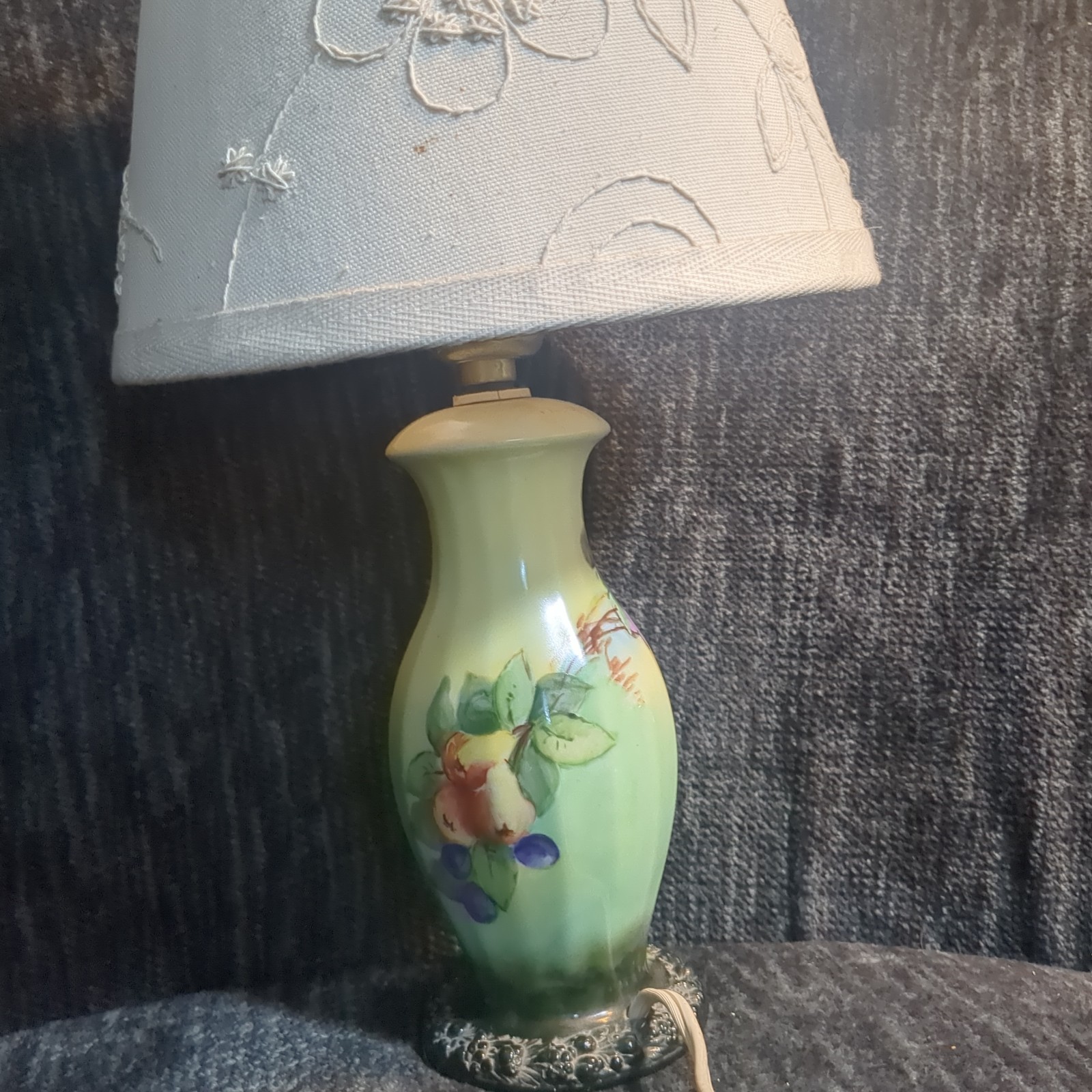Antique Rosenthal Selb Bavaria Porcelain Table Lamp Hand Painted Fruit Vintage Antique Rosenthal Selb Bavaria Porcelain Table Lamp Hand Painted Fruit Vintage