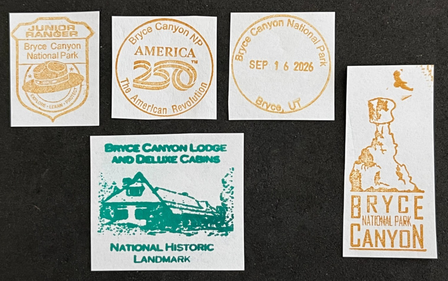 BRYCE CANYON  America 250  NATIONAL PARK SERVICE CANCELLATION/PASSPORT STAMP LOT