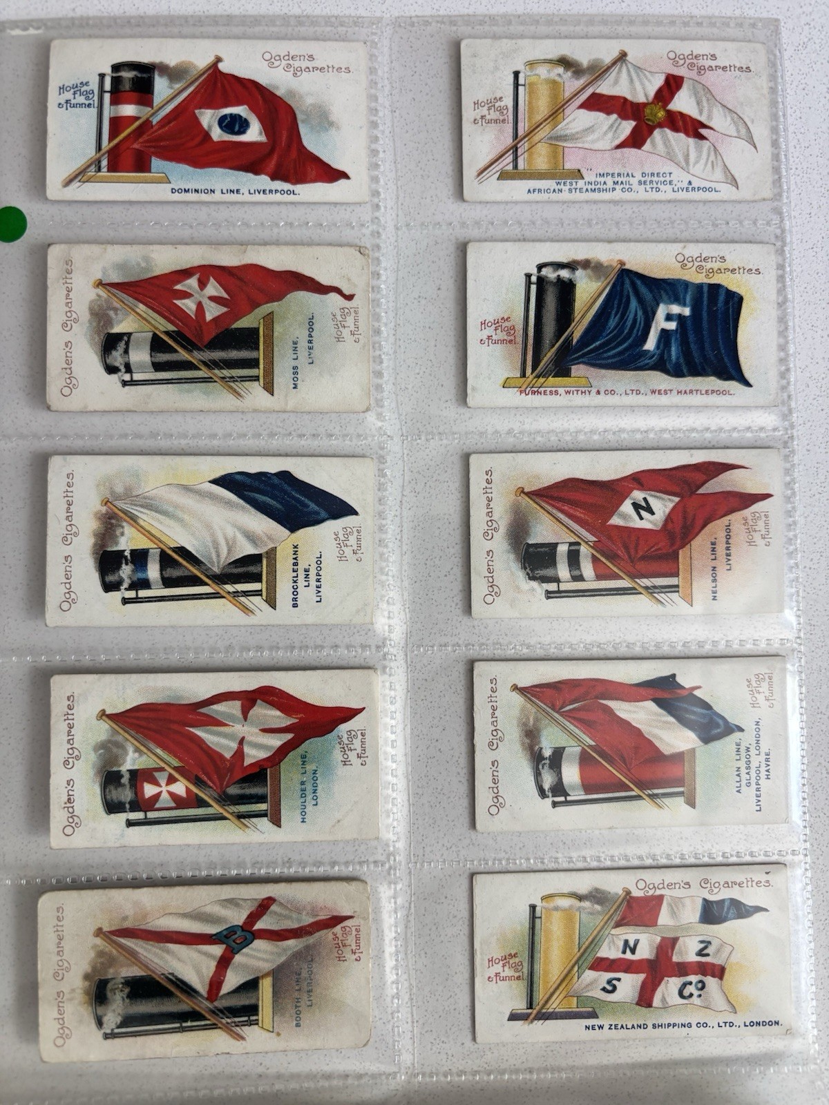 Ogdens Cigarette Cards 1906 Flags & Funnels of Leading Steamship Lines Full Set Ogdens Cigarette Cards 1906 Flags & Funnels of Leading Steamship Lines Full Set