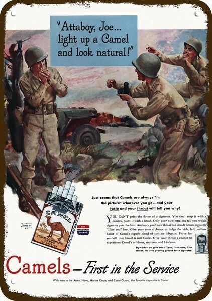 1944 CAMEL CIGARETTES WWII SOLDIERS Vintage Look DECORATIVE REPLICA METAL SIGN 1944 CAMEL CIGARETTES WWII SOLDIERS Vintage Look DECORATIVE REPLICA METAL SIGN