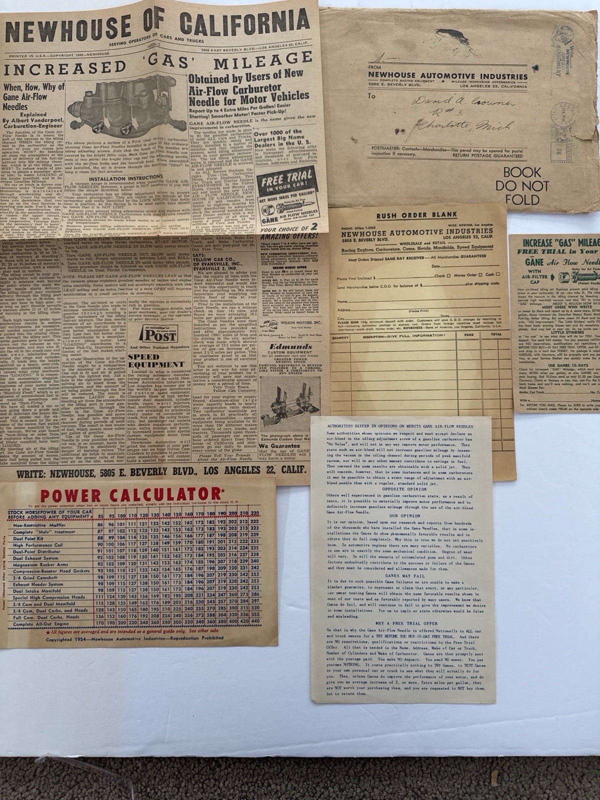 1949 Speed & Power Handbook Newhouse Auto Speed Shop Methods w/ Mailer
